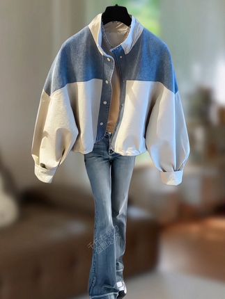 牛仔拼接外套#面料柔软舒适 #谁穿谁好看#穿出自己的风格#美出高级感#时尚穿搭