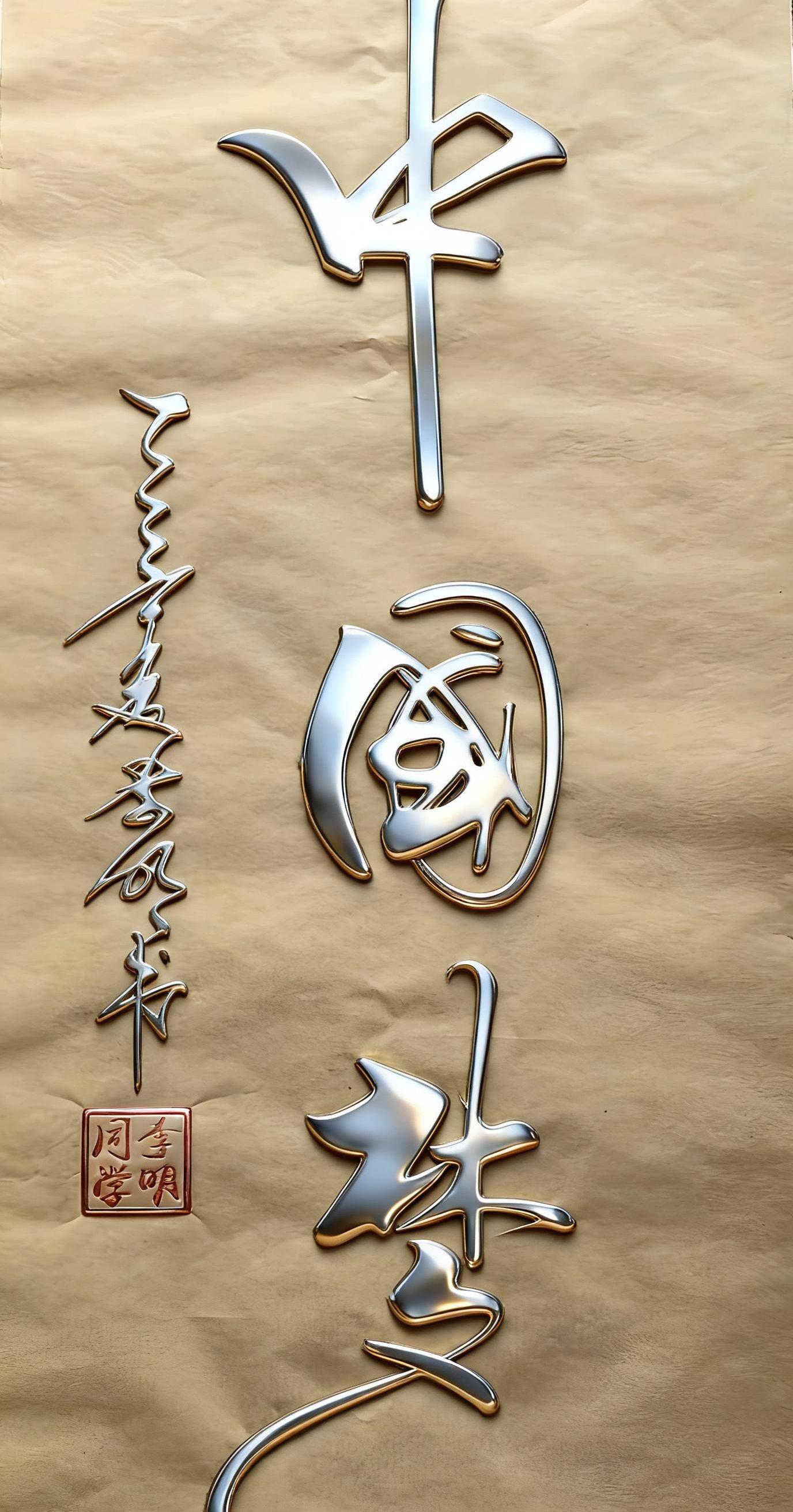 #李明同学 #金属字体