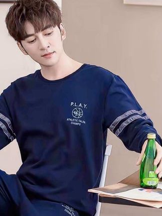 2025爆款男士双面棉睡衣套装全棉男休闲春秋季新款长袖大码家居服#面料舒服 #时尚潮流穿搭 #阳光帅气大男孩 @DOU+小助手 @DOU+上热门