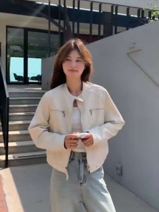 甜酷风鹿皮绒短外工装套女2025秋季新款复古修身设计长袖夹克上衣#皮衣女 #工装外套女 #夹克外套 #夹克女 #外套
