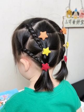 头发短碎发多这样扎,干净清爽还不易乱#儿童编发 #女童短发编发教程 #简单好看发型