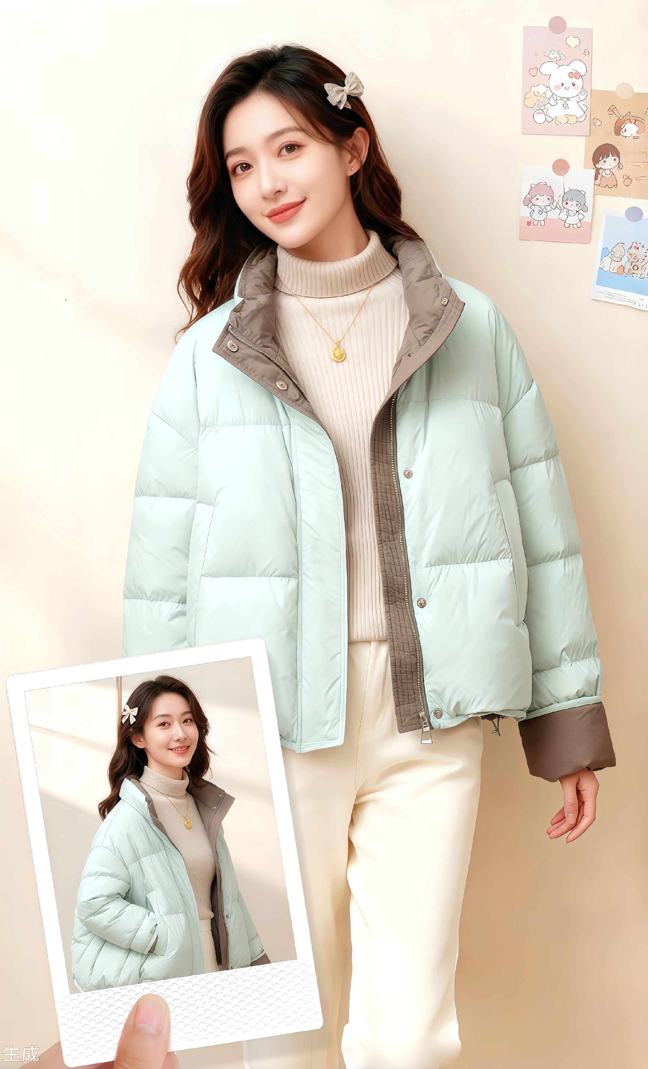 棉服与都市微光。林薇站在落地窗旁,浅米色墙面上的卡通贴纸在阳光下泛着暖光。她指尖抚过身上豆绿色撞色立领棉服的纹理,这是她为自己挑选的2025年冬季礼物。   作为一家设计工作室的主理人,她习惯了在都市丛林里快节奏地穿梭。这件棉服是她的秘密武器——宽松版型藏住了熬夜画图的疲惫,加厚材质抵御着写字楼的空调寒风,小个子的她穿上后,竟多了几分随性的气场。 #棉服也能穿出时尚感 #高级感穿搭 #反季特卖 #洋气减龄 #小个子秋冬穿搭   午后,她抱着设计稿去见客户,电梯里,那件米白色同款棉服的女孩对她一笑;咖啡馆里,穿黑色款的职场女性正对着电脑敲方案。原来这件“ins爆款”,早已成了都市女性的默契暗号,在冷冽冬日里,用不同色彩的温暖,点亮各自的奋斗时光。