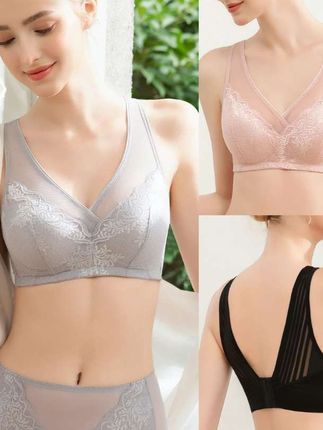 #出片穿搭记录国庆高光时刻 【买一送一】薄款国风系列麦浪轻盈蕾丝刺绣美背文胸大胸显小0305#聚拢神器 #好身材好气质 #贴身衣物 #女神必备