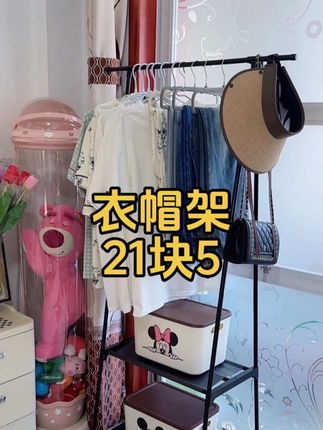 卧室放一个这样的#简易衣帽架 平时放点随穿的衣服真的很实用!关键价格也太合适了吧!双层的设计可以收纳很多衣物、鞋子、包包、帽子美观又整齐!#带轮子衣帽架 #实用好物 #结实耐用