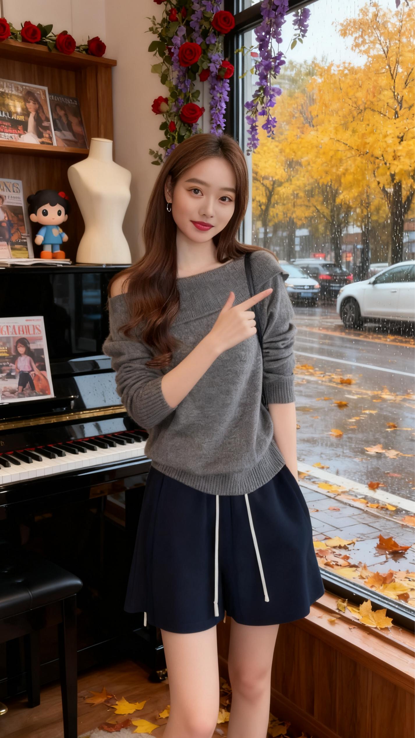 秋日的雨,轻轻敲打着窗棂。她在满是艺术气息的小屋里,时而于钢琴旁浅笑指点,时而执起画笔在画布上勾勒风情,又或怀抱白猫温柔凝视,再临窗弹起吉他,乐声和着雨声,在满室的玫瑰与紫藤花香里,在窗外金黄的秋叶间,晕染出一段诗意的时光,每一刻都是生活与艺术交织的温柔模样。#来双11解锁秋冬本命穿搭#百搭针织衫