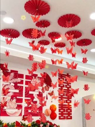 喜庆又浪漫的婚床背景装饰#结婚布置婚房装饰#婚嫁房布置 #备婚日常#婚期倒计时#婚床布置