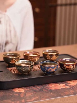 #高端茶杯 #高档茶具 #茶杯套装 #金锡镶五杯套装#金镶玉茶具