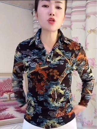 春秋打底衫女长袖2025年新款祥云印花弹力修身洋气网纱长袖上衣#长袖上衣#网纱小衫#面料柔软舒适
