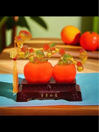 新中式博古架柿柿如意装饰卧室书房桌面家具饰品摆件手工高档玄关