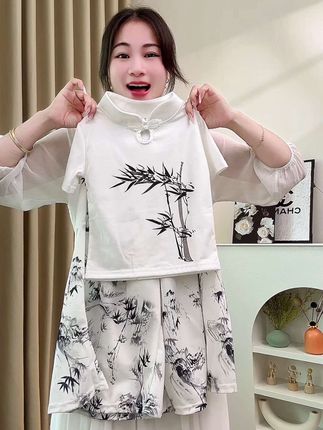 女童夏装套装2024新款国风儿童中式裙裤两件套夏季薄款裙裤中大童#女童套装 #中大童搭配 #女童穿搭 #高品质童装 #出游穿搭