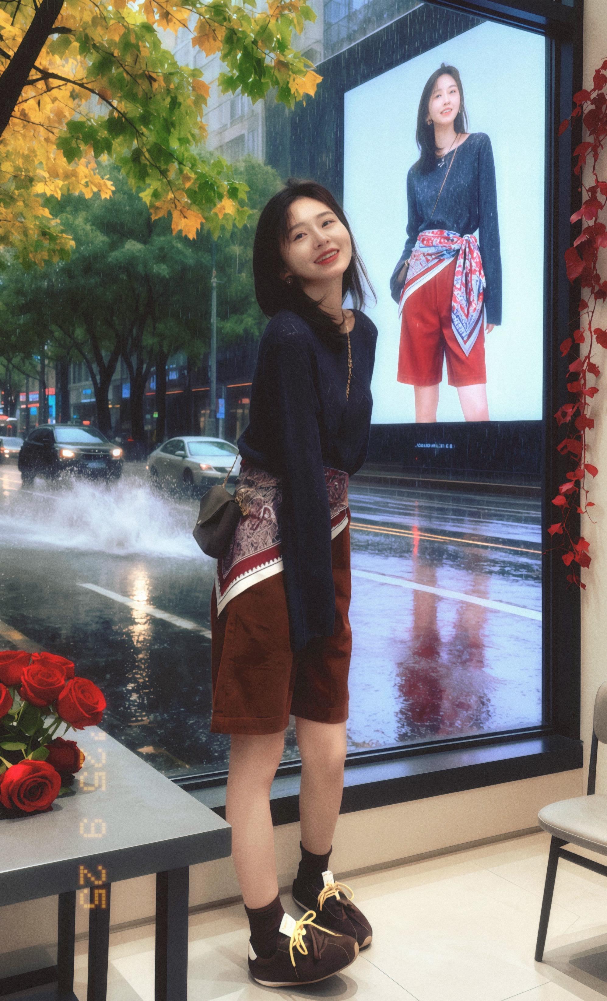 雨窗针织衫 早秋的雨把便利店玻璃蒙得雾蒙蒙,苏念裹紧身上的镂空针织罩衫,指尖还沾着刚买的热拿铁温度。 “抱歉,借过。”清冽的男声自身后传来,她转身时撞进对方怀里,手里的丝巾飘落在地——那抹驼色恰好落在男人深灰西裤的裤脚边,和她身上高腰阔腿五分裤的色系意外契合。 男人弯腰拾起丝巾,指腹擦过她针织衫上的镂空纹路:“这款套装,很适合今天的雨。”苏念望着他眼底映出的雨丝,忽然觉得这微凉的秋,好像没那么冷了。 #今日穿搭look #秋季搭配 #高级感穿搭 #韩系穿搭 #遮肉显瘦