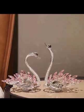 【送礼盒】粉色水晶创意网红高档天鹅摆件客厅玄关饰品轻奢礼品#礼物推荐 #摆件 #装饰品