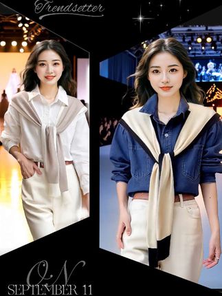 含绵羊毛时尚拼色韩版时尚针织披肩女春秋柔软毛线空调打结护肩#小披肩#小披肩外搭 #针织披肩 #针织披肩搭配 #小香风披肩