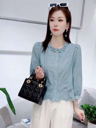 100%纯棉时尚衬衫秋季新款显瘦设计感小众七分袖上衣百搭衬衣女#纯棉衬衫 #百搭显瘦 #七分袖衬衫 #百搭衬衫 #衬衫女