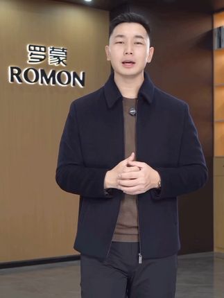 【纯羊毛夹克】罗蒙秋冬新款男士高档商务休闲时尚毛呢翻领纯色外套#羊毛夹克 #羊毛外套 #夹克外套 #夹克男 #男装外套