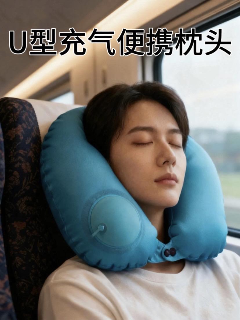 u型充气枕旅行便携颈枕坐车飞机按压式u形枕头护颈旅游靠脖枕神器。继续这个#强烈推荐 #出行必备 #便携u型枕 #充气u型枕 #旅游必备
