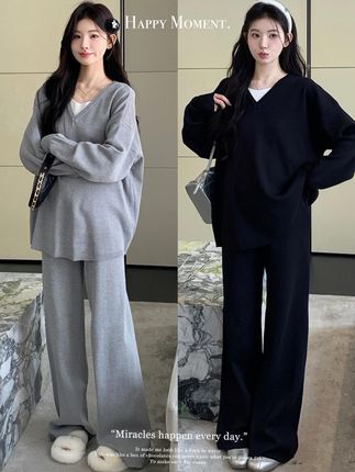 孕期秋冬毫不费力的休闲时尚套装,两个颜色都经典耐看又百搭!#孕期穿搭#一个身体两个心跳 #怀孕衣服#时尚孕妇装#秋季穿搭