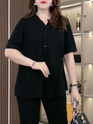夏季新款大码女装翻领休闲简约时尚女显瘦遮肉衬衫ZB6878