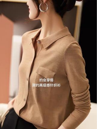秋季针织衫薄款羊毛打底衫,精致感Polo衫 出游,聚会,通勤穿搭#创作灵感 #针织衫#羊毛衫 #打底衫