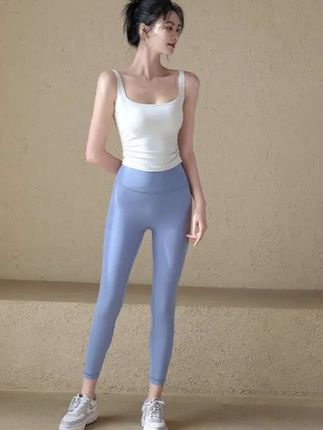 Ackdcs女夏一体式瑜伽背心 褶皱收腰运动套装 #瑜伽背心 #夏季运动 #收腰套装 #跑步健身 #运动文胸