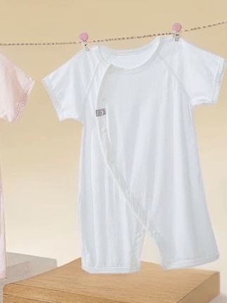 婴儿连体衣夏季薄款透气宝宝短袖哈衣新生儿爬服#夏季穿搭 #高品质童装 #萌娃穿搭 #夏季必备 #婴儿连体衣