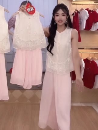 IEF/爱依服【童装】2025夏季新款新中式#甜美洋气#女童 上下套裤流光风#亲子装#新中式#两件套#