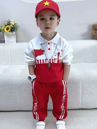 #中国红三件套#儿童套装#国庆服装