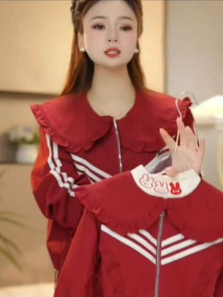 #上热门🔥 #日常分享 #亲子装2025秋装新款女童花边甜美洋气套装母女韩版时尚运动两件套