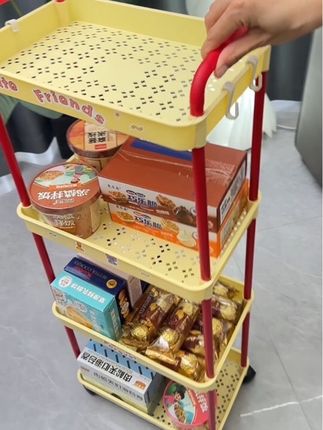 小推车置物零食移动收纳架家用客厅浴室置物架#移动小推车置物架