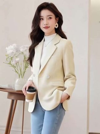 #淑女装#春季薄款气质西装外套#女双排扣设计百搭修身小西服上衣#上热门🔥