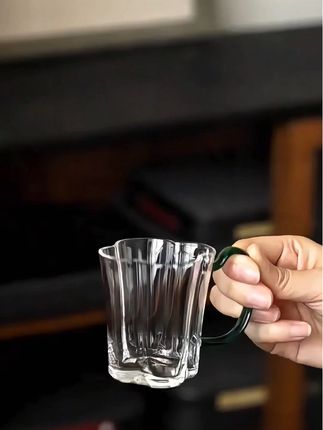 花口小把杯100毫升高档透明家用#茶杯#玻璃杯 #陪你精致生活 #绿茶杯#茶生活