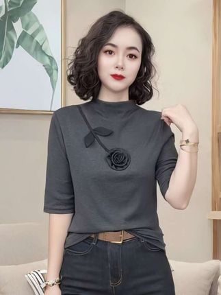 洋气百搭减龄中领气质中袖女上衣#洋气减龄 #时尚百搭 #气质穿搭 #遮肉显瘦 #穿出高级感