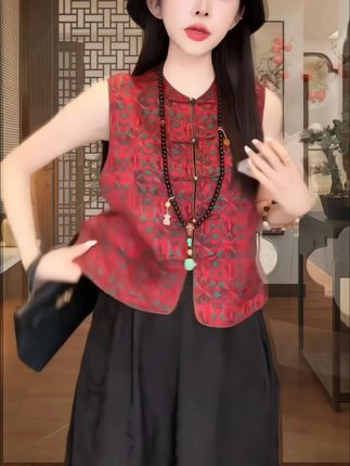 新中式红色上衣女225夏季新款双面穿上衣+裙子套装两件套#夏装新款 #新中式套装#减龄显瘦穿搭 #穿出自己的风格 #穿出自信穿出美丽
