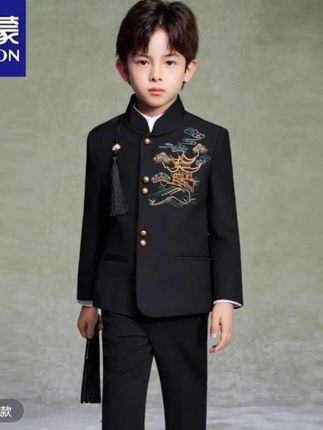 Romon/罗蒙男童新中式西装外套中国风套装儿童小西服演出服装#时尚气质穿搭 #面料柔软舒适透气#做工精细
