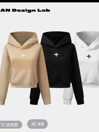 #Tian design lab秋冬必备立体刺绣短款连帽卫衣休闲修身卫衣#休闲卫衣