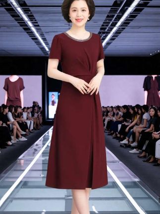 妈妈装夏季洋气气质连衣裙 婚姻喜婆婆平时都可以穿 #妈妈装连衣裙 #喜婆婆妈妈装 #气质连衣裙 #中老年连衣裙 #短袖纯色连衣裙