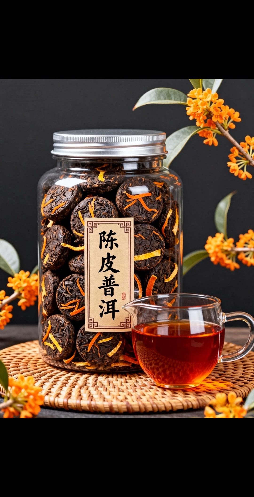 当新会核心产区优质陈皮,遇见云南勐海高山乔木的陈年普洱,便成就了这一盏地理标志相遇的珍品。我们以匠人之心严选原料——新会柑皮油胞饱满,散发独特芸香科清香;勐海普洱条索肥壮, 遵循传统工艺,手工填茶,半生晒慢火干燥。每一饼都饱含制茶人的温度,在时光中静静完成陈皮与茶的完美融合。 茶汤红浓透亮,入口醇厚饱满。陈香的茶韵与清活的柑香在唇齿间交织,甘滑绵柔的茶汤滑过喉间,回甘中泛起丝丝清凉,演绎着山海相逢的味觉交响。 可品可藏,愈陈愈佳。这是我们用心呈现的东方茶韵,亦是值得珍藏的时光之礼。#新会陈皮 #陈皮普洱#爱喝茶的关注我 #茶生活 #每日一茶