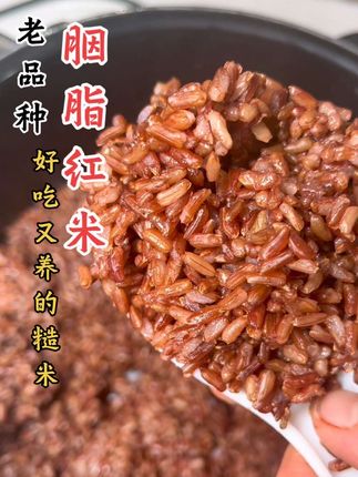 老品种胭脂红米 红米怎么吃,熬粥吃电压力锅按蹄筋健煮饭吃或者打米糊吃,这是含糖很低米老品种籼米哦#粗粮#糙米 #优质农产品#胭脂红米 #妈呀太香了