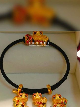 足金999国潮精品醒狮手串……眼睛脑袋可以动#醒狮 #黄金