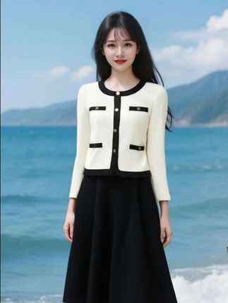 两件套连衣裙女2024春季新款气质名媛显瘦时尚小香风套装背心裙子#时尚穿搭 #洋气减龄 #爱了爱了#气质穿搭 #街拍美女