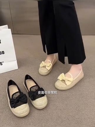 达芙妮集团仙女风蝴蝶结网纱渔夫鞋下2025新款透气一脚蹬乐福鞋#好鞋推荐 #时尚美鞋 #新款女鞋