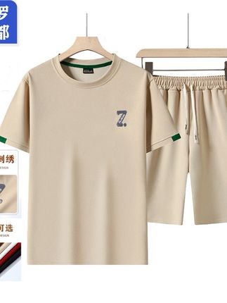 保罗银都男女同款休闲刺绣套装男士夏季高级感短袖短裤352#夏季穿搭 #男士休闲套装#时尚百搭#短裤套装#气质休闲