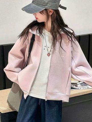 女童外套春秋2025新款6-12岁15岁中大童休闲运动洋气女孩宽松上衣#女童穿搭 #休闲#洋气#外套#休闲外套@巨量千川
