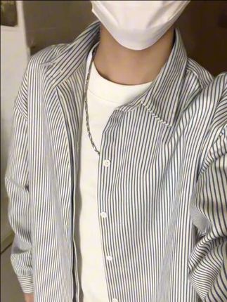 美式黑白条纹衬衫cleanfit男长袖高级感潮流衬衣春秋韩风情侣外套#男生穿搭 #衬衫穿搭 #衬衣穿搭 #衬衫 #品质男装