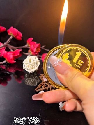 杰瑾【七夕礼物】可旋转硬币充气打火机双面设计适合送男友礼物#打火机 #烟民看过来 #高级感 #玩个很新的东西 #男士必备