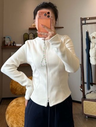 小个子圆圆小蛮腰修身立领短款保暖外套秋冬百搭拉链上衣女#女装 #今日穿搭 #每日推荐 #通勤搭配 #上衣穿搭