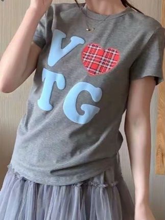 夏季美式复古爱心字母印花圆领短袖T恤情侣宽松休闲外穿上衣#夏季穿搭 #百搭t恤 #夏款上新 #韩范穿搭 #夏天该有的样子
