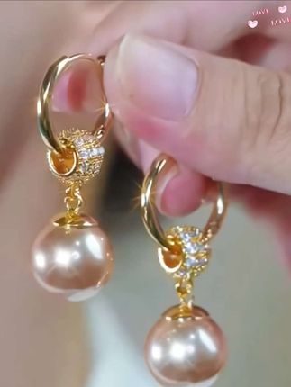 铜合金耳饰 【气质女神】时尚气质百搭香槟色珠珠耳环#耳饰 #送女生礼物 #美出高级感 #耳环 #时尚饰品
