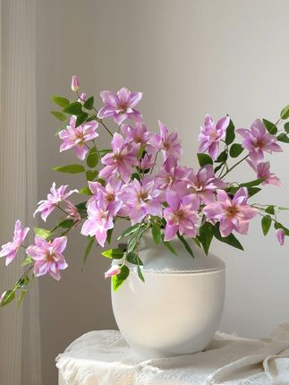 家居桌面瞬间清新!铁线莲仿真花打造自然角落 ##家居美学 #仿真花 #永生花 #家居设计装修