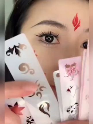 舞台妆图案眉心面部镂空摸板组合#美妆#美妆舞台#儿童动画 